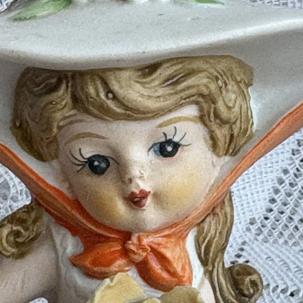 Vintage September‎ Birthday Girl Figurine Ardco Style Lady Hat Flowers 4”